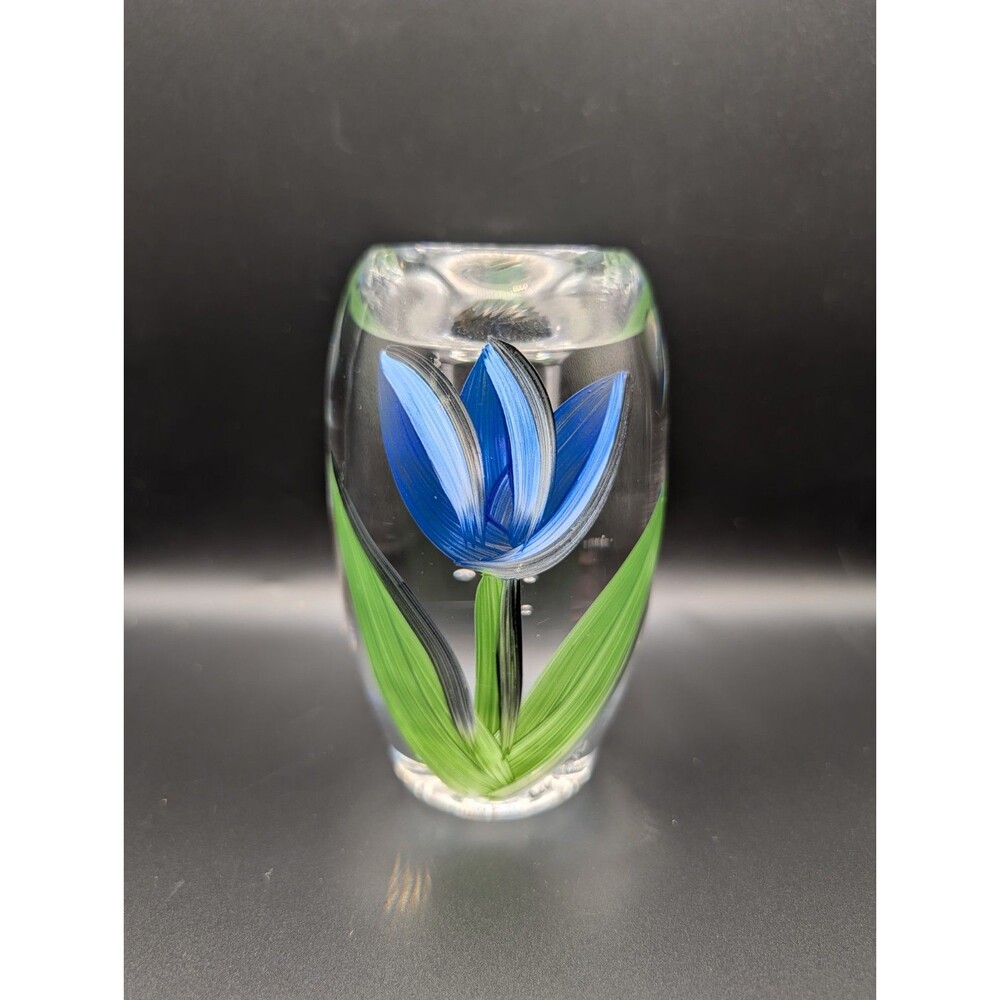 Ulrica Hydman Vallien, Kosta Boda.  Candlestick with hand-painted floral motif